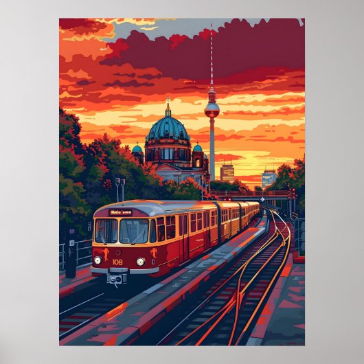 Berliner Twilight: Skyline Symphony in Lila Hues Poster (Vorne)
