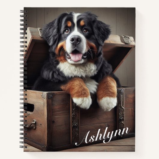 Bermese Hund in einer Vintagen Brust Notizblock (Vorderseite)