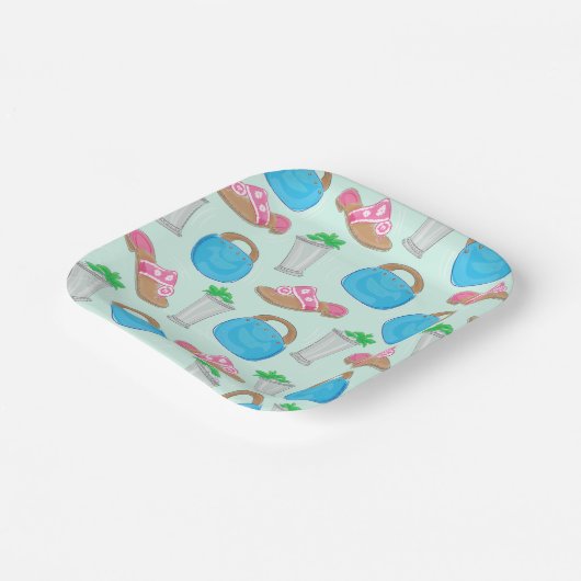 Bermuda Bag Sandals Minze Julep Preppy Pappteller (Gewinkelt)