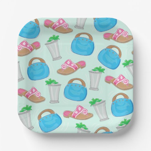 Bermuda Bag Sandals Minze Julep Preppy Pappteller (Vorderseite)