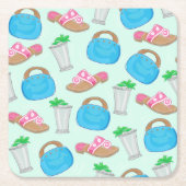 Bermuda Bag Sandals Minze Julep Preppy Rechteckiger Pappuntersetzer (Vorderseite)