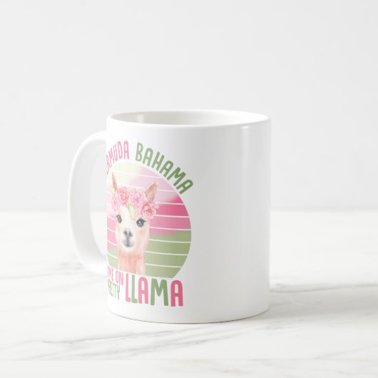 Bermuda Bahama Hübscher Llama Funny Niedlich Kaffeetasse (Vorderseite Links)