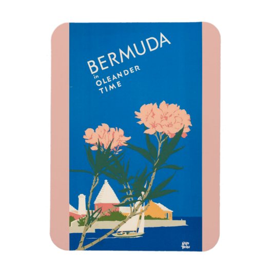 Bermuda Beach Blume Retro Vintage Reiseplaner Magnet (Vertikal)