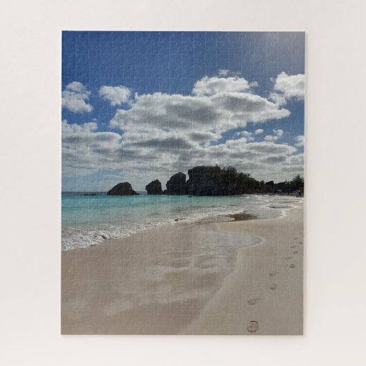 Bermuda Beach Footprints Türkischer Ozean Puzzle (Vertikal)
