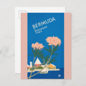 Bermuda Beach Retro Vintage Travel Poster Postkarte (Vorne/Hinten)