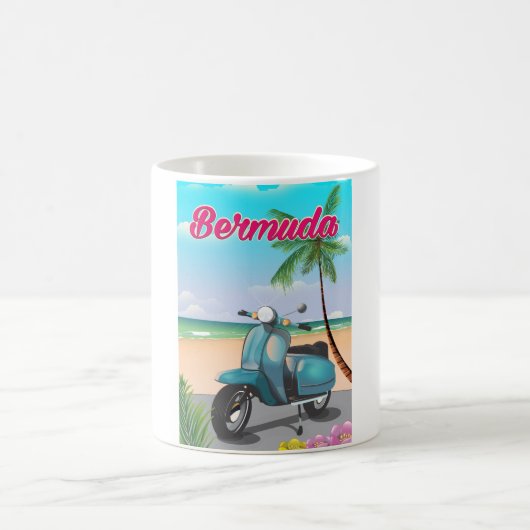 Bermuda Beach Scooter Reiseplakat Kaffeetasse (Mittel)