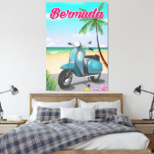 Bermuda Beach Scooter Reiseplakat Leinwanddruck (Insitu (Schlafzimmer))