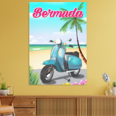 Bermuda Beach Scooter Reiseplakat Leinwanddruck (Insitu (Wohnzimmer))