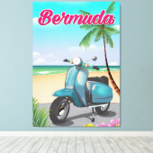 Bermuda Beach Scooter Reiseplakat Leinwanddruck (Insitu (Holzboden))