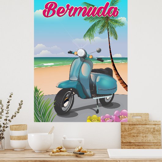 Bermuda Beach Scooter Reiseplakat Poster (Küche)