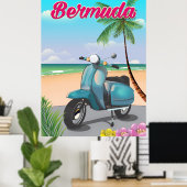 Bermuda Beach Scooter Reiseplakat Poster (Heimbüro)