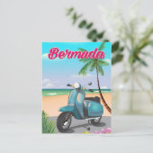 Bermuda Beach Scooter Reiseplakat Postkarte (Stehend Vorderseite)