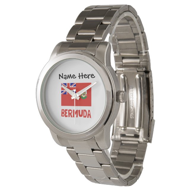 Bermuda Bermudian Flag Personalisiert Armbanduhr (Schrägansicht)
