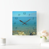 Bermuda Blue Green Waters Quadratische Wanduhr (Zuhause)