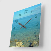 Bermuda Blue Green Waters Quadratische Wanduhr (Winkel)