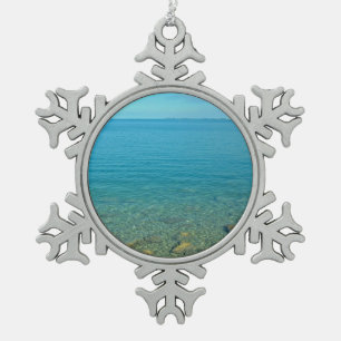 Bermuda Blue Green Waters Schneeflocken Zinn-Ornament