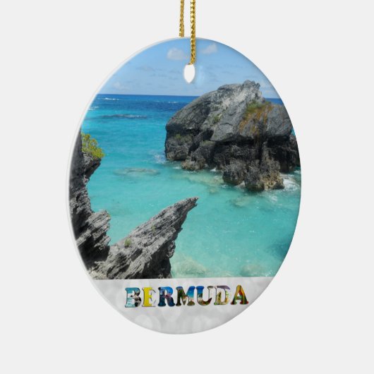 Bermuda Blue Ocean Rocky Beach Foto Weihnachten Keramik Ornament (Rechts)