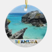 Bermuda Blue Ocean Rocky Beach Foto Weihnachten Keramik Ornament (Vorne)