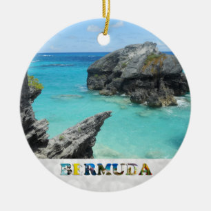 Bermuda Blue Ocean Rocky Beach Foto Weihnachten Keramik Ornament