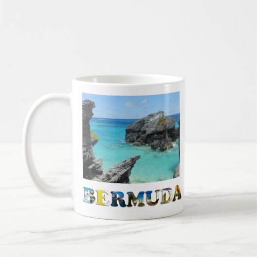 Bermuda Blue Ocean Rocky Beach Travel Foto Kaffeetasse (Links)
