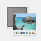 Bermuda Blue Ocean Rocky Beach Travel Foto Magnet (Vorderseite/Rückseite)