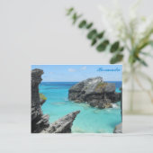 Bermuda Blue Ocean Rocky Beach Travel Foto Postkarte (Stehend Vorderseite)