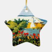 Bermuda - Blumengarten und Bungalow Keramik Ornament (Hinten)
