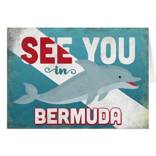 Bermuda Dolphin - Retro Vintage Reise (Vorderseite (Horizontal))