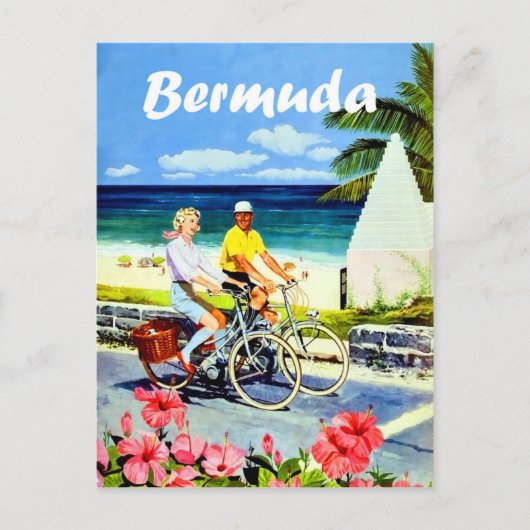 Bermuda, ein paar Fahrräder in Strandnähe, Vintag Postkarte (Vorderseite)