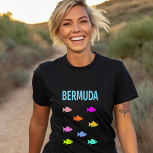 Bermuda farbenfrohe Fischschule dunkle Farbe T-Shirt