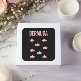 Bermuda Fish School Dark Color Quadratischer Aufkleber