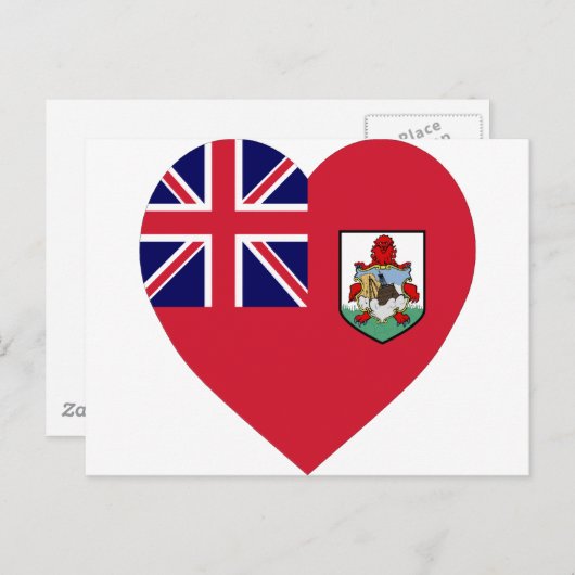 Bermuda Flag Herz Postkarte (Vorne/Hinten)