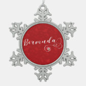 Bermuda-Flagge im Herzen Schneeflocken Zinn-Ornament (Vorderseite)