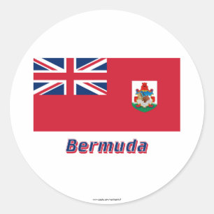 Bermuda-Flagge mit Namen Runder Aufkleber