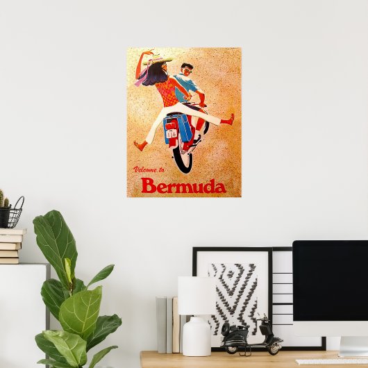 Bermuda, glückliches Paar auf Motorradfahrten Poster (Heimbüro)