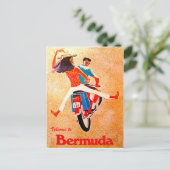 Bermuda, glückliches Paar auf Motorradfahrten Postkarte (Stehend Vorderseite)