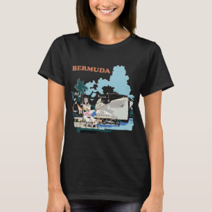 Bermuda Hafen Segelboot Blau Vintage Reise T-Shirt