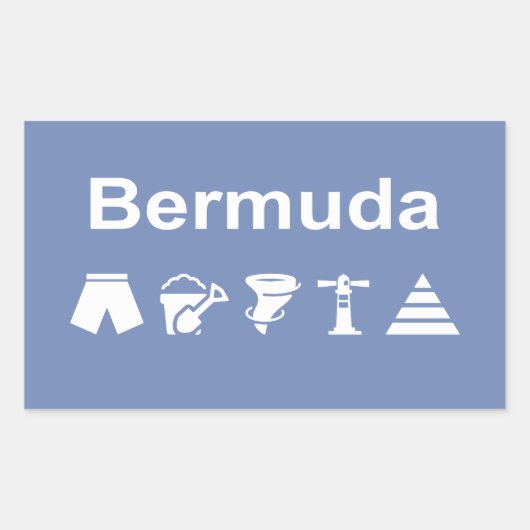 Bermuda Icons Monotone Dark Rechteckiger Aufkleber (Vorderseite)