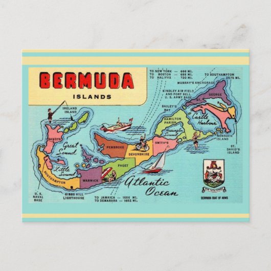Bermuda-Inselkarte Postkarte (Vorderseite)