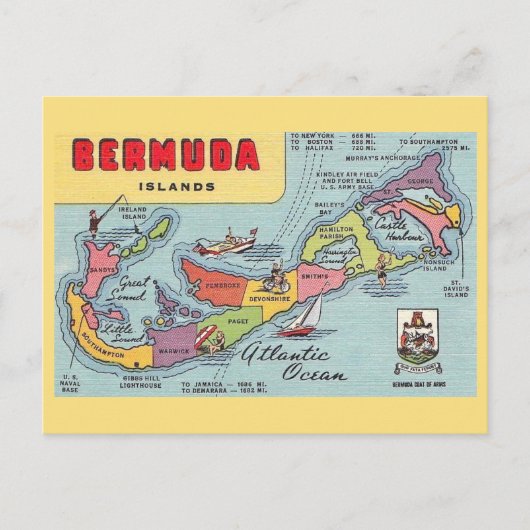 Bermuda-Karte Postkarte (Vorderseite)