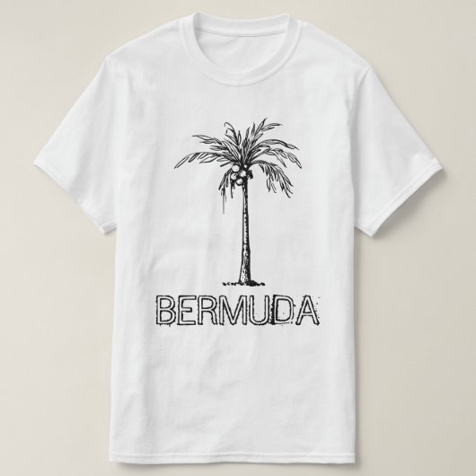 Bermuda Kokosnuss-Baum schwarz-weiß Design T-Shirt (Design vorne)