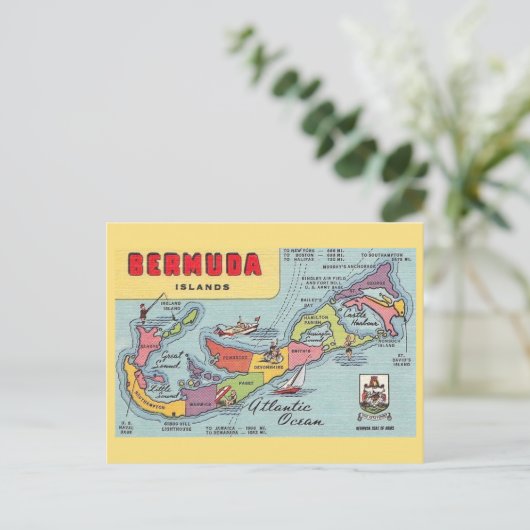 Bermuda Map Postkarte (Stehend Vorderseite)