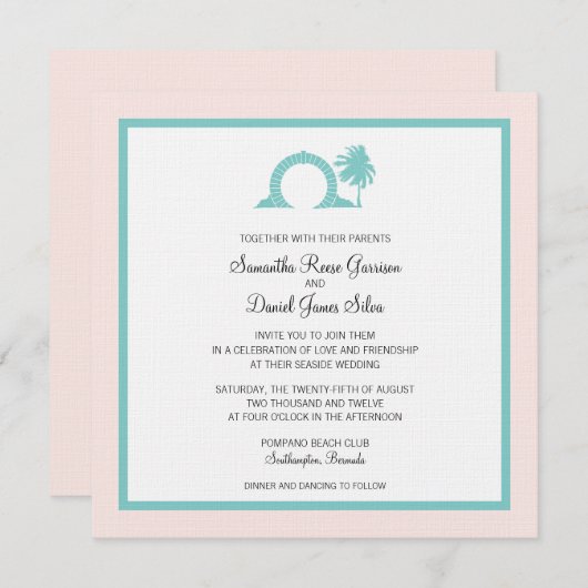 Bermuda Moongate Wedding Destination Einladung (Vorne/Hinten)