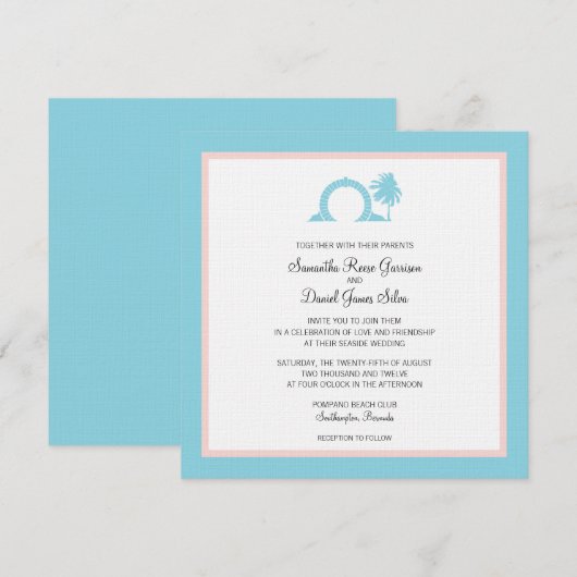 Bermuda Moongate Wedding Destination Einladung (Vorne/Hinten)