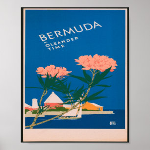 Bermuda - Oleander Time Vintage Travel Poster