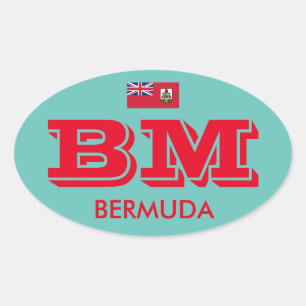 Bermuda - Oval-Sticker im Euro-Stil Ovaler Aufkleber