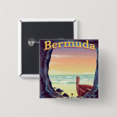 Bermuda Pirate Cave Reiseplakat Button (Vorne & Hinten)