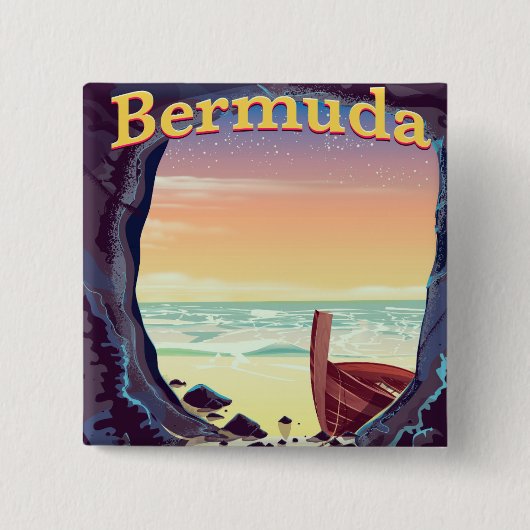 Bermuda Pirate Cave Reiseplakat Button (Vorderseite)