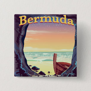 Bermuda-Piratenhöhle-Reiseposter Button