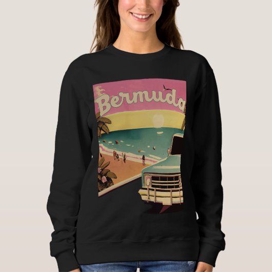 Bermuda Retro Beach Vacation Graphics Bermuda Surf Sweatshirt (Vorderseite)